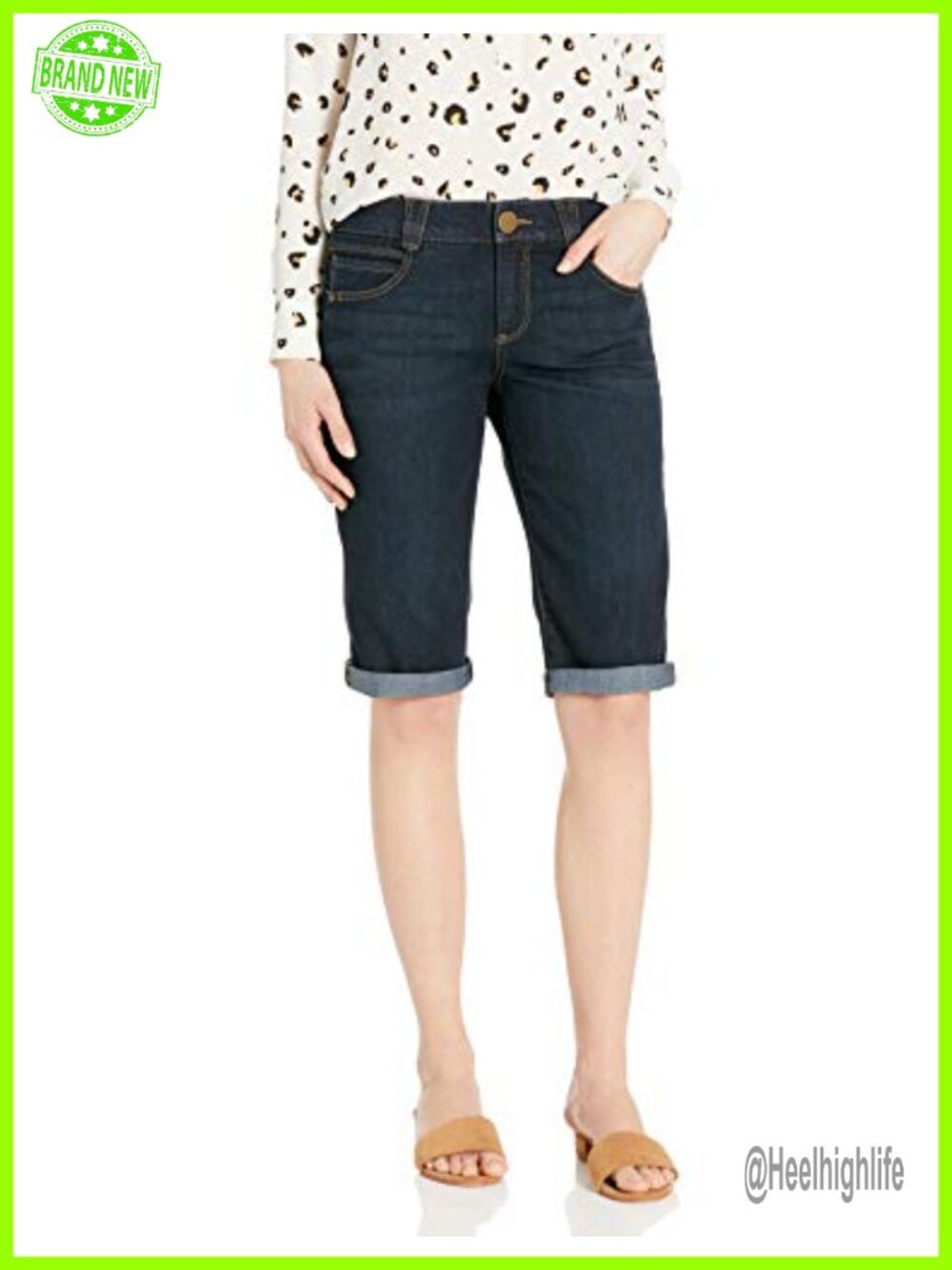Democracy Ab Solution Bermuda Shorts Mid Rise Skinny Cuffed 13 Inseam